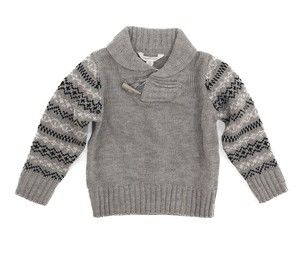 Pumpkin Patch Boys Sweater Top Size 3 Shawl Collar Gray Fair Isle NEW  B65